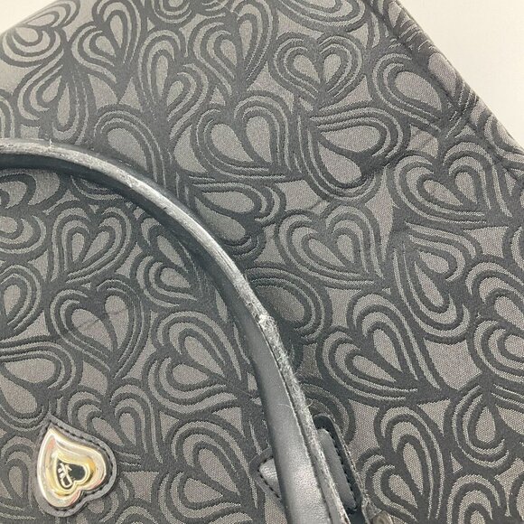 Diane von Furstenberg Womens Jacquard Heart Print Shoulder Tote travel Bag Black - Picture 10 of 14
